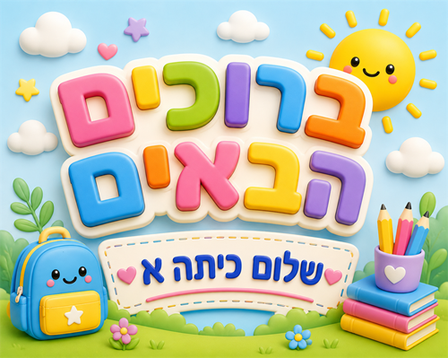  סמל "שלום כיתה א" ללא דמות– מדבקה לדש הבגד