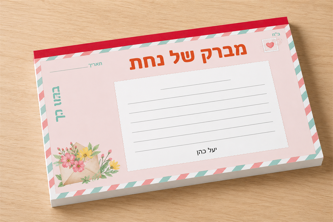 פנקס מברקי נחת עם שם המורה